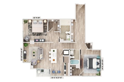 B7B Floor Plan at Elysium Fourteen Apartments in Washington, DC 20009